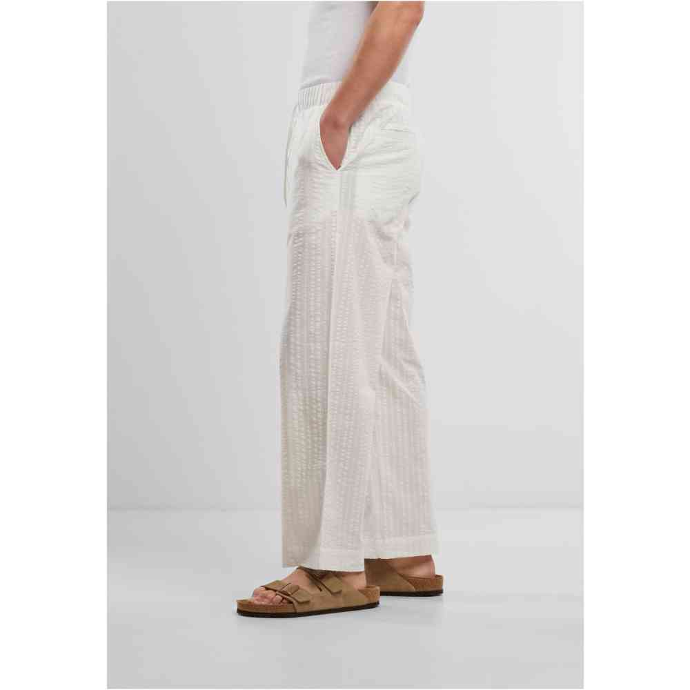 Urban Classics - Loose Seersucker Hose gerades bein - Weiß